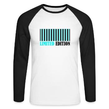 Barcode Limited Edition - Unisex Long Sleeve Baseball T-Shirt - white/black - Front - Nik (191cm)