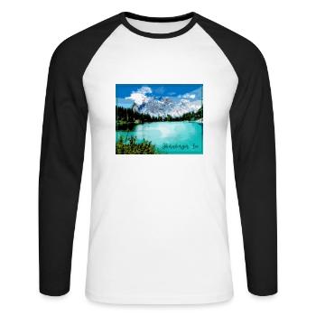 Obernberger See,landschaft,see,Tirol - Unisex Baseballshirt langarm - Weiß/Schwarz - Vorne - Nik (191cm)