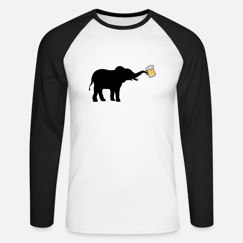 Bier Krug Elefant cool - Unisex Baseballshirt langarm - Weiß/Schwarz