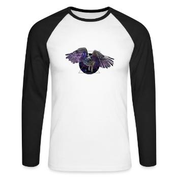 Weltraumeule - Unisex Baseballshirt langarm - Weiß/Schwarz - Vorne - Nik (191cm)