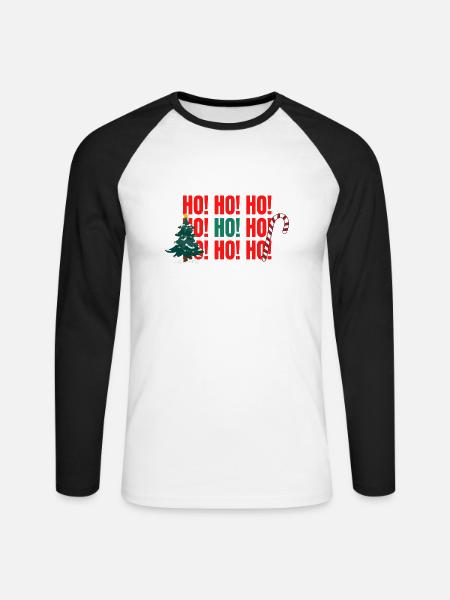 HO! HO! HO! - Unisex Baseballshirt langarm - Weiß/Schwarz
