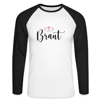braut - Unisex Baseballshirt langarm - Weiß/Schwarz - Vorne - Nik (191cm)