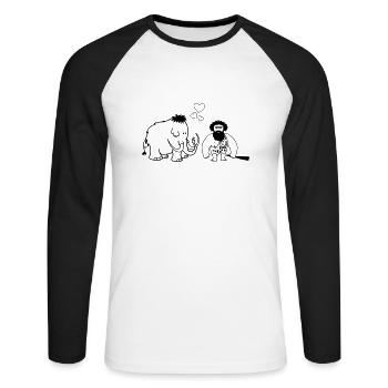 mammut höhlenmensch love - Unisex Baseballshirt langarm - Weiß/Schwarz - Vorne - Nik (191cm)