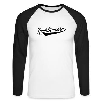 Rechthawara - Unisex Baseballshirt langarm - Weiß/Schwarz - Vorne - Nik (191cm)