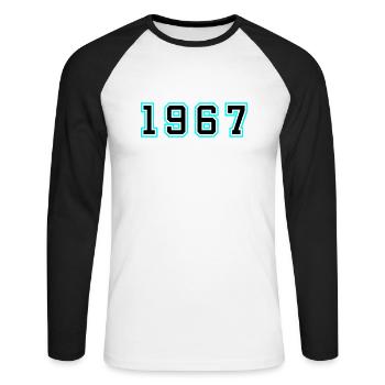1967 Year Birthday - Unisex Long Sleeve Baseball T-Shirt - white/black - Front - Nik (191cm)