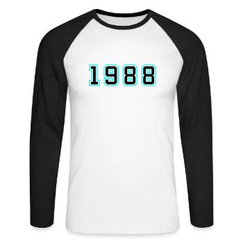 1988 Jahr Geburtstag - Unisex Baseballshirt langarm - Weiß/Schwarz - Vorne - Nik (191cm)