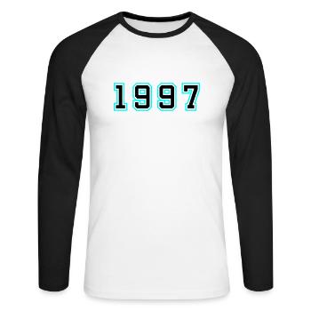 1997 Jahr Geburtstag - Unisex Baseballshirt langarm - Weiß/Schwarz - Vorne - Nik (191cm)