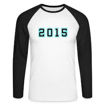 2015 Année Anniversaire - T-shirt baseball manches longues Homme - blanc/noir - Devant - Nik (191cm)