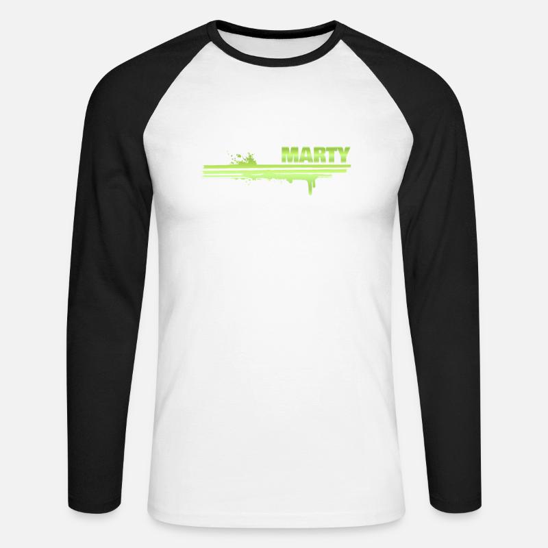 Marty als Farbklecks - Unisex Baseballshirt langarm - Weiß/Schwarz