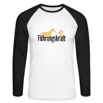 fuehrungskraft1 - Unisex Baseballshirt langarm - Weiß/Schwarz - Vorne - Nik (191cm)