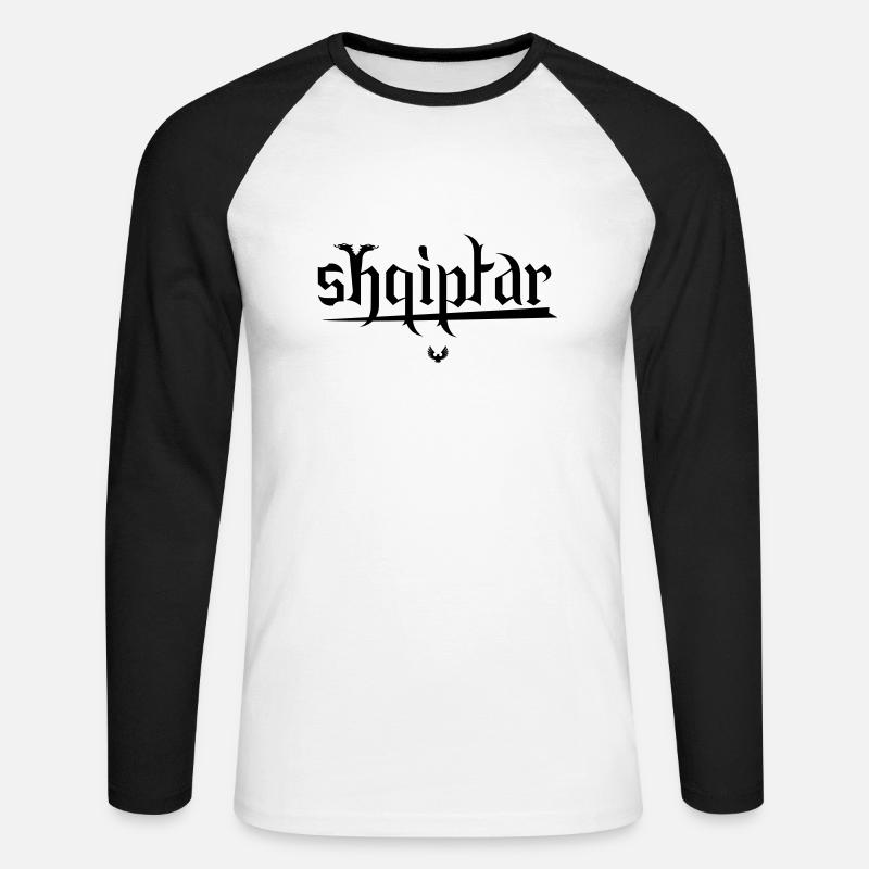 shqiptar_albaspirit - Unisex Baseballshirt langarm - Weiß/Schwarz