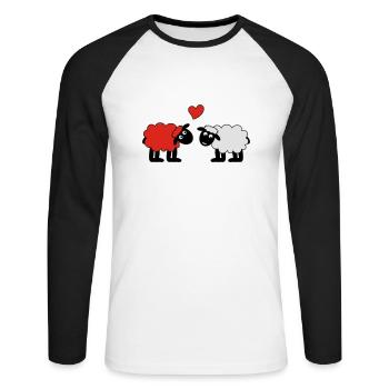 sheep happily in love sheep sheep lamb heart - Unisex Long Sleeve Baseball T-Shirt - white/black - Front - Nik (191cm)