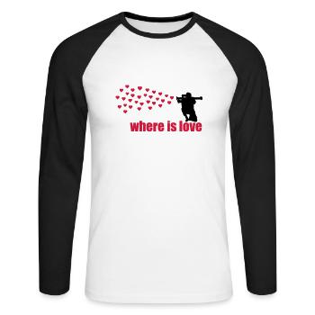 où est l'amour - T-shirt baseball manches longues Homme - blanc/noir - Devant - Nik (191cm)