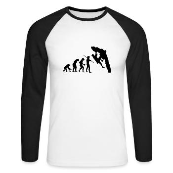 Boulder Evolution - Unisex Baseballshirt langarm - Weiß/Schwarz - Vorne - Nik (191cm)