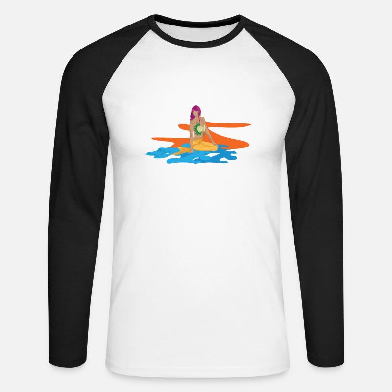 Sirena come sirena e figlia di Nettuno - Maglia da baseball a manica lunga da uomo - bianco/nero