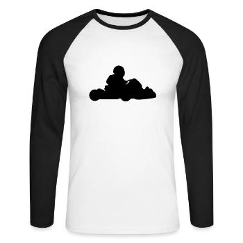 go_kart_silhouette_c1 - Unisex Baseballshirt langarm - Weiß/Schwarz - Vorne - Nik (191cm)