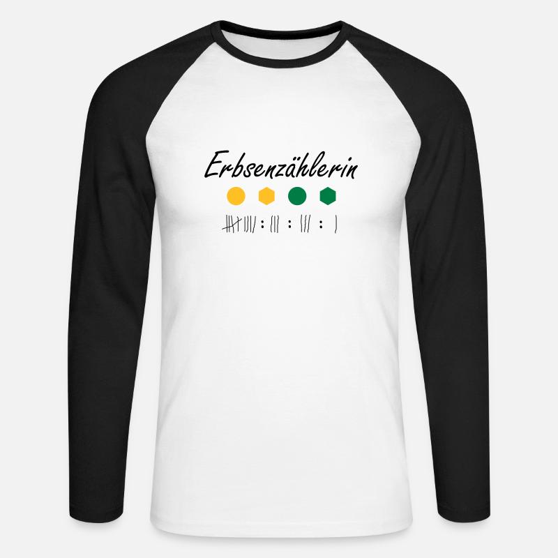 Erbsenzählerin - Unisex Baseballshirt langarm - Weiß/Schwarz