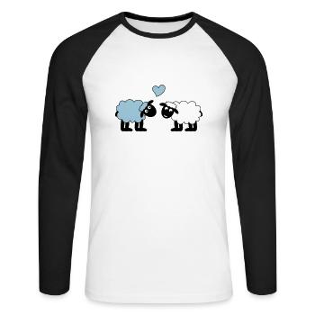 sheep happily in love sheep sheep lamb heart - Unisex Long Sleeve Baseball T-Shirt - white/black - Front - Nik (191cm)