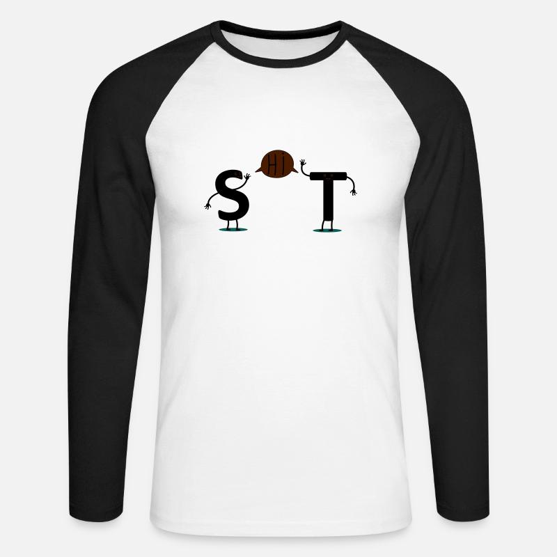 shit - Maglia da baseball a manica lunga da uomo - bianco/nero