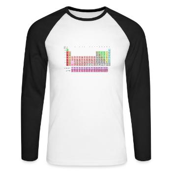 periodic system - Unisex Long Sleeve Baseball T-Shirt - white/black - Front - Nik (191cm)