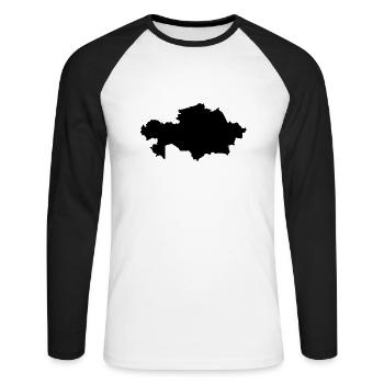 Kasachstan - Unisex Baseballshirt langarm - Weiß/Schwarz - Vorne - Nik (191cm)