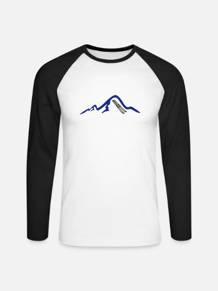 Mountain & Ski - Unisex Long Sleeve Baseball T-Shirt - white/black