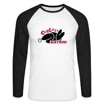 chicken_eater_gi2 - Unisex Baseballshirt langarm - Weiß/Schwarz - Vorne - Nik (191cm)