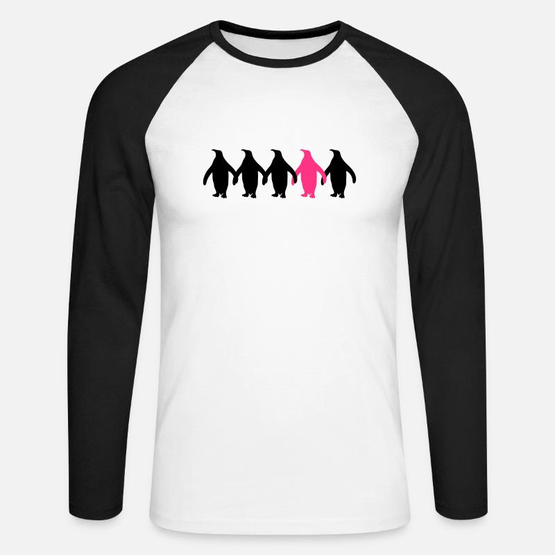 Be different penguins pattern fun - Unisex Long Sleeve Baseball T-Shirt - white/black