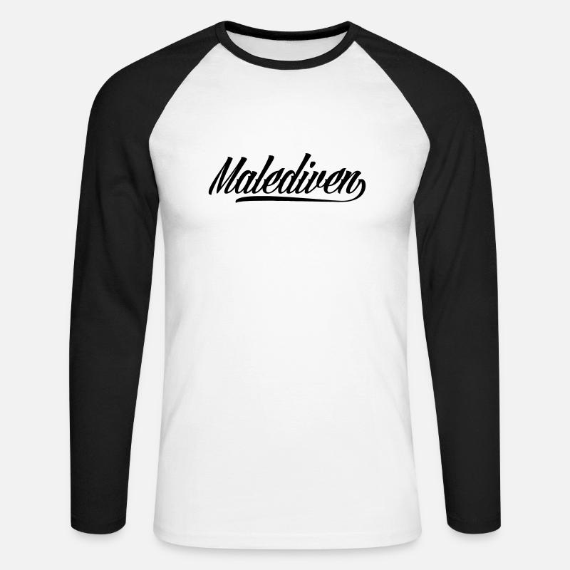 Malediven - Unisex Baseballshirt langarm - Weiß/Schwarz