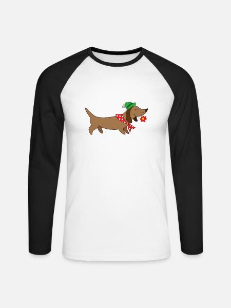 bayerischer Dackel - Unisex Baseballshirt langarm - Weiß/Schwarz