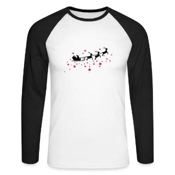 Christkind mit Schlitten am Sternenhimmel - Unisex Baseballshirt langarm - Weiß/Schwarz - Vorne - Nik (191cm)