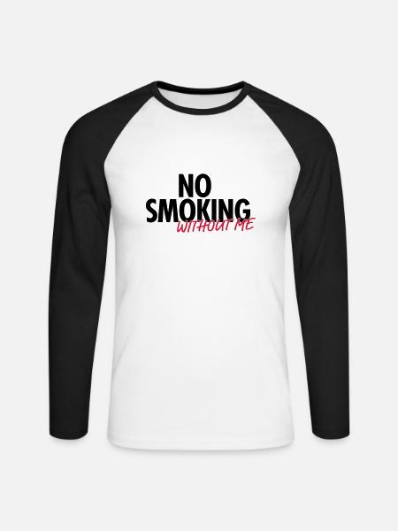 no smoking without me - Unisex Baseballshirt langarm - Weiß/Schwarz