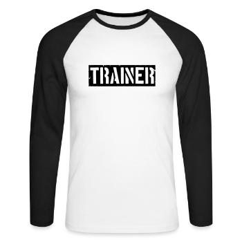 Coach logo design - Unisex Long Sleeve Baseball T-Shirt - white/black - Front - Nik (191cm)