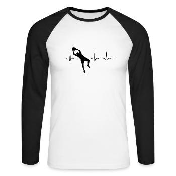 Football Goalkeeper Heartbeat Footballer Matchs de football - T-shirt baseball manches longues Homme - blanc/noir - Devant - Nik (191cm)