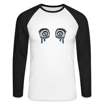 Comic Eyes Tears Sad - Unisex Long Sleeve Baseball T-Shirt - white/black - Front - Nik (191cm)