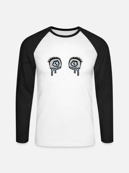 Comic Eyes Tears Sad - Unisex Long Sleeve Baseball T-Shirt - white/black