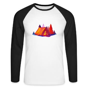 Camping Camp Geschenk Wohnwagen Zelten Wohnmobil - Unisex Baseballshirt langarm - Weiß/Schwarz - Vorne - Nik (191cm)