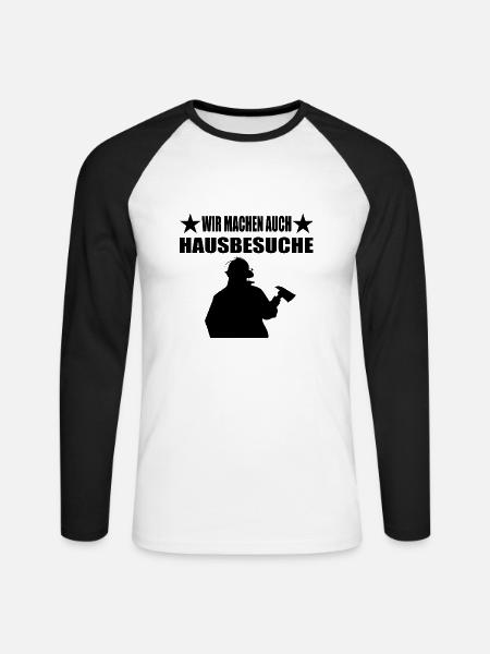 Feuerwehr - Unisex Baseballshirt langarm - Weiß/Schwarz