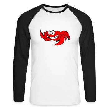 krebs - Unisex Baseballshirt langarm - Weiß/Schwarz - Vorne - Nik (191cm)