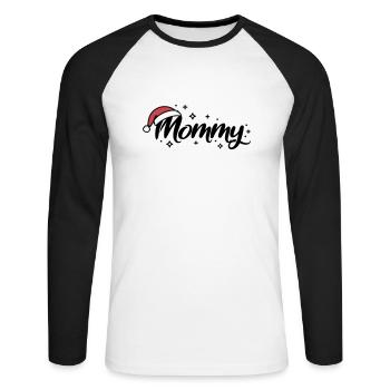 Chapeau de Noël Maman Maman - T-shirt baseball manches longues Homme - blanc/noir - Devant - Nik (191cm)