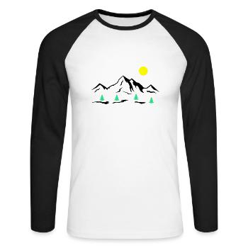 Montagnes - T-shirt baseball manches longues Homme - blanc/noir - Devant - Nik (191cm)