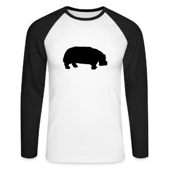 hippo - T-shirt baseball manches longues Homme - blanc/noir - Devant - Nik (191cm)