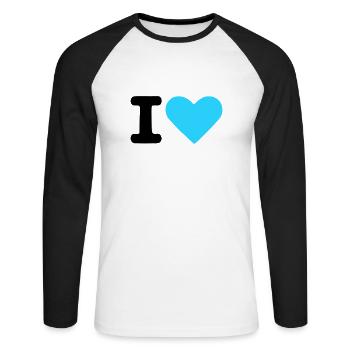 I love - Unisex Baseballshirt langarm - Weiß/Schwarz - Vorne - Nik (191cm)