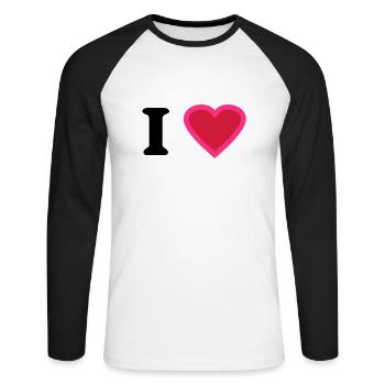 i love - Unisex Baseballshirt langarm - Weiß/Schwarz - Vorne - Nik (191cm)