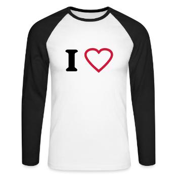 i love - Unisex Baseballshirt langarm - Weiß/Schwarz - Vorne - Nik (191cm)