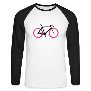 Rennrad - Fixie Bike - Unisex Baseballshirt langarm - Weiß/Schwarz - Vorne - Nik (191cm)