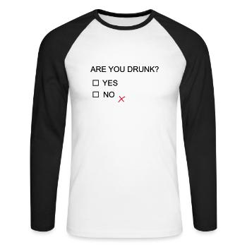 are you drunk? - Unisex Long Sleeve Baseball T-Shirt - white/black - Front - Nik (191cm)