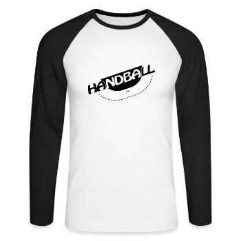 Handball_Spielfeld_2 - T-shirt baseball manches longues Homme - blanc/noir - Devant - Nik (191cm)