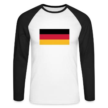 Deutschlandflagge - Unisex Baseballshirt langarm - Weiß/Schwarz - Vorne - Nik (191cm)