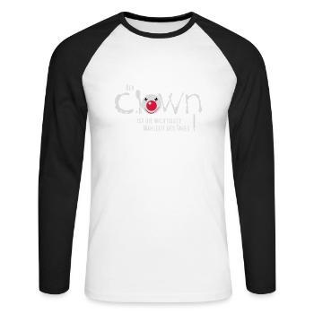 Clown gefrühstückt - Unisex Baseballshirt langarm - Weiß/Schwarz - Vorne - Nik (191cm)